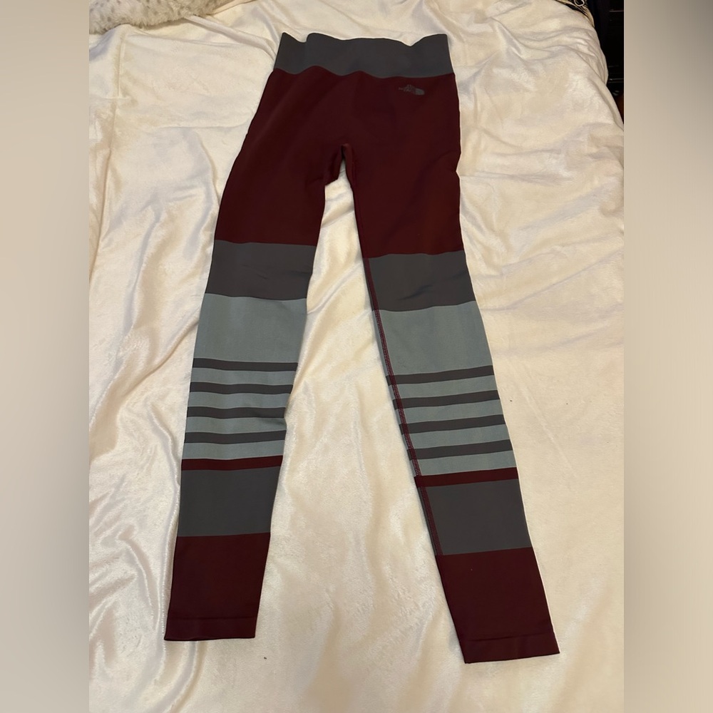 The North face dark maroon and grey leggings